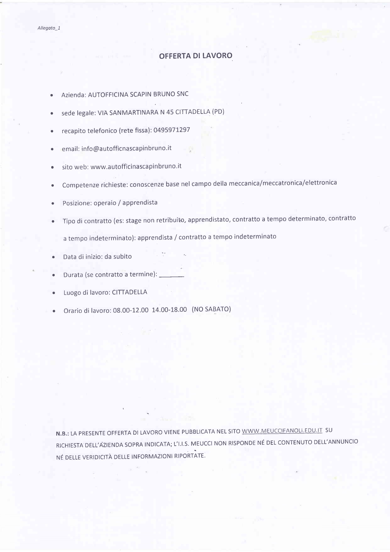 Offerta lavoro 384